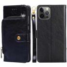 For iPhone 12 Pro Zipper Bag PU + TPU Horizontal Flip Leather Case with Holder & Card Slot & Wallet & Lanyard / 12(Black) - 1