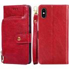 For iPhone X / XS Zipper Bag PU + TPU Horizontal Flip Leather Case with Holder & Card Slot & Wallet & Lanyard(Red) - 1