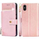 For iPhone XS Max Zipper Bag PU + TPU Horizontal Flip Leather Case with Holder & Card Slot & Wallet & Lanyard(Gold) - 1