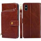 For iPhone XS Max Zipper Bag PU + TPU Horizontal Flip Leather Case with Holder & Card Slot & Wallet & Lanyard(Brown) - 1