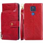 For Motorola Moto G Play (2021) Zipper Bag PU + TPU Horizontal Flip Leather Case with Holder & Card Slot & Wallet & Lanyard(Red) - 1