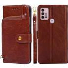 For Motorola Moto G30 Zipper Bag PU + TPU Horizontal Flip Leather Case with Holder & Card Slot & Wallet & Lanyard(Brown) - 1