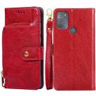 For Motorola Moto G50 Zipper Bag PU + TPU Horizontal Flip Leather Case with Holder & Card Slot & Wallet & Lanyard(Red) - 1