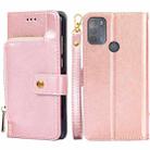 For Motorola Moto G50 Zipper Bag PU + TPU Horizontal Flip Leather Case with Holder & Card Slot & Wallet & Lanyard(Gold) - 1