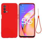 For OnePlus Nord N200 / OPPO A93 5G Pure Color Liquid Silicone Shockproof Full Coverage Case(Red) - 1