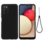 For Samsung Galaxy A03s (166.59mm) Pure Color Liquid Silicone Shockproof Full Coverage Case(Black) - 1