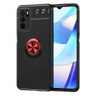 For OPPO A16 Metal Ring Holder 360 Degree Rotating TPU Case(Black+Red) - 1