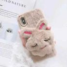 For iPhone X / XS Plush Rabbit Phone Protect Case(Brown) - 1