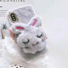 For iPhone XR Plush Rabbit Phone Protect Case(Grey) - 1