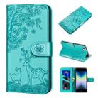 For iPhone SE 2022 / SE 2020 / 8 / 7 Sika Deer Embossing Pattern Horizontal Flip PU Leather Case with Holder & Card Slot & Wallet & Photo Frame(Green) - 1