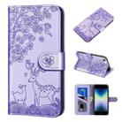 For iPhone SE 2022 / SE 2020 / 8 / 7 Sika Deer Embossing Pattern Horizontal Flip PU Leather Case with Holder & Card Slot & Wallet & Photo Frame(Purple) - 1