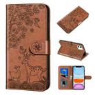 For iPhone 11 Sika Deer Embossing Pattern Horizontal Flip PU Leather Case with Holder & Card Slot & Wallet & Photo Frame (Brown) - 1