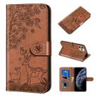 For iPhone 11 Pro Sika Deer Embossing Pattern Horizontal Flip PU Leather Case with Holder & Card Slot & Wallet & Photo Frame (Brown) - 1