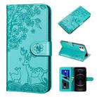 For iPhone 12 / 12 Pro Sika Deer Embossing Pattern Horizontal Flip PU Leather Case with Holder & Card Slot & Wallet & Photo Frame(Green) - 1