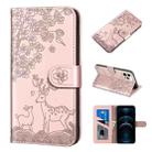 For iPhone 12 Pro Max Sika Deer Embossing Pattern Horizontal Flip PU Leather Case with Holder & Card Slot & Wallet & Photo Frame(Rose Gold) - 1