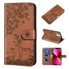 For iPhone 13 Sika Deer Embossing Pattern Horizontal Flip PU Leather Case with Holder & Card Slot & Wallet & Photo Frame(Brown) - 1