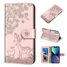 For iPhone 13 mini Sika Deer Embossing Pattern Horizontal Flip PU Leather Case with Holder & Card Slot & Wallet & Photo Frame (Purple) - 1