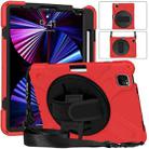 For iPad Pro 11 2022 / 2021 / 2020 / 2018 Silicone + PC Protective Tablet Case with Holder & Shoulder Strap(Red) - 4