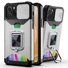 For iPhone 11 Pro Max Sliding Camshield Card Slot Ring Kickstand Phone Case (Silver) - 1