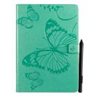 For iPad 10.2 / Pro 10.5 / Air  2019 Pressed Printing Butterfly Pattern Horizontal Flip PU Leather Case with Holder & Card Slots & Wallet & Pen Slot(Green) - 1
