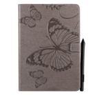 For iPad 10.2 / Pro 10.5 / Air  2019 Pressed Printing Butterfly Pattern Horizontal Flip PU Leather Case with Holder & Card Slots & Wallet & Pen Slot(Grey) - 1