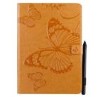 For iPad 10.2 / Pro 10.5 / Air  2019 Pressed Printing Butterfly Pattern Horizontal Flip PU Leather Case with Holder & Card Slots & Wallet & Pen Slot(Yellow) - 1
