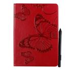 For iPad 10.2 / Pro 10.5 / Air  2019 Pressed Printing Butterfly Pattern Horizontal Flip PU Leather Case with Holder & Card Slots & Wallet & Pen Slot(Red) - 1