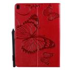 For iPad 10.2 / Pro 10.5 / Air  2019 Pressed Printing Butterfly Pattern Horizontal Flip PU Leather Case with Holder & Card Slots & Wallet & Pen Slot(Red) - 3