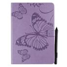 For iPad 10.2 / Pro 10.5 / Air  2019 Pressed Printing Butterfly Pattern Horizontal Flip PU Leather Case with Holder & Card Slots & Wallet & Pen Slot(Purple) - 1