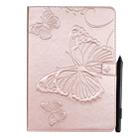 For iPad 10.2 / Pro 10.5 / Air  2019 Pressed Printing Butterfly Pattern Horizontal Flip PU Leather Case with Holder & Card Slots & Wallet & Pen Slot(Rose Gold) - 1