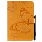 For iPad Mini 2019 & 4 & 3 & 2 & 1 Pressed Printing Butterfly Pattern Horizontal Flip PU Leather Case with Holder & Card Slots & Wallet & Pen Slot(Yellow) - 1