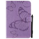 For iPad Mini 2019 & 4 & 3 & 2 & 1 Pressed Printing Butterfly Pattern Horizontal Flip PU Leather Case with Holder & Card Slots & Wallet & Pen Slot(Purple) - 1