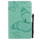 For Galaxy Tab A 8.0 & S Pen (2019) Pressed Printing Butterfly Pattern Horizontal Flip PU Leather Case with Holder & Card Slots & Wallet & Pen Slot(Green) - 1