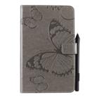 For Galaxy Tab A 8.0 & S Pen (2019) Pressed Printing Butterfly Pattern Horizontal Flip PU Leather Case with Holder & Card Slots & Wallet & Pen Slot(Grey) - 1