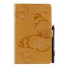 For Galaxy Tab A 8.0 & S Pen (2019) Pressed Printing Butterfly Pattern Horizontal Flip PU Leather Case with Holder & Card Slots & Wallet & Pen Slot(Yellow) - 1