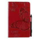 For Galaxy Tab A 8.0 & S Pen (2019) Pressed Printing Butterfly Pattern Horizontal Flip PU Leather Case with Holder & Card Slots & Wallet & Pen Slot(Red) - 1