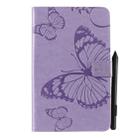 For Galaxy Tab A 8.0 & S Pen (2019) Pressed Printing Butterfly Pattern Horizontal Flip PU Leather Case with Holder & Card Slots & Wallet & Pen Slot(Purple) - 1