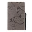 For Galaxy Tab A 8.0 (2019) Pressed Printing Butterfly Pattern Horizontal Flip PU Leather Case with Holder & Card Slots & Wallet & Pen Slot(Grey) - 1