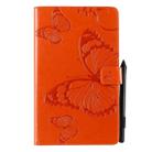 For Galaxy Tab A 8.0 (2019) Pressed Printing Butterfly Pattern Horizontal Flip PU Leather Case with Holder & Card Slots & Wallet & Pen Slot(Orange) - 1