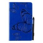 For Galaxy Tab A 8.0 (2019) Pressed Printing Butterfly Pattern Horizontal Flip PU Leather Case with Holder & Card Slots & Wallet & Pen Slot(Blue) - 1