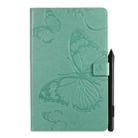 For Galaxy Tab A 10.1 (2019) Pressed Printing Butterfly Pattern Horizontal Flip PU Leather Case with Holder & Card Slots & Wallet & Pen Slot(Green) - 1