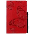 For Galaxy Tab A 10.1 (2019) Pressed Printing Butterfly Pattern Horizontal Flip PU Leather Case with Holder & Card Slots & Wallet & Pen Slot(Red) - 1
