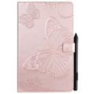 For Galaxy Tab A 10.1 (2019) Pressed Printing Butterfly Pattern Horizontal Flip PU Leather Case with Holder & Card Slots & Wallet & Pen Slot(Rose Gold) - 1