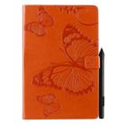 For Galaxy Tab S5e Pressed Printing Butterfly Pattern Horizontal Flip PU Leather Case with Holder & Card Slots & Wallet & Pen Slot(Orange) - 1