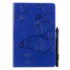 For Galaxy Tab S5e Pressed Printing Butterfly Pattern Horizontal Flip PU Leather Case with Holder & Card Slots & Wallet & Pen Slot(Blue) - 1