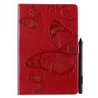 For Galaxy Tab S5e Pressed Printing Butterfly Pattern Horizontal Flip PU Leather Case with Holder & Card Slots & Wallet & Pen Slot(Red) - 1