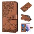 For Samsung Galaxy S21+ 5G Sika Deer Embossing Pattern Horizontal Flip PU Leather Case with Holder & Card Slot & Wallet & Photo Frame(Brown) - 1