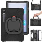 For Samsung Galaxy Tab S6 T860 Silicone + PC Protective Case with Holder & Shoulder Strap(Black) - 1