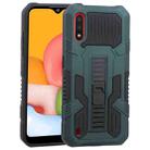 For Samsung Galaxy A01 / Galaxy M01 Vanguard Warrior All Inclusive Double-color Shockproof TPU + PC Protective Case with Holder(Graphite Green) - 1