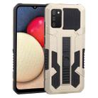 For Samsung Galaxy A02s 166mm  Vanguard Warrior All Inclusive Double-color Shockproof TPU + PC Protective Case with Holder(Gold) - 1